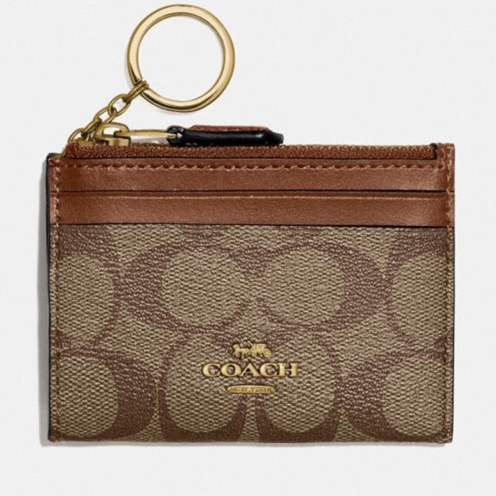 Coach || Mini skinny id case in signature canvas